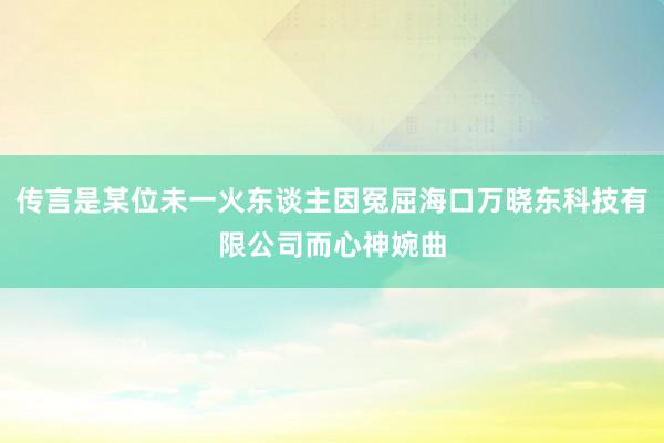 传言是某位未一火东谈主因冤屈海口万晓东科技有限公司而心神婉曲