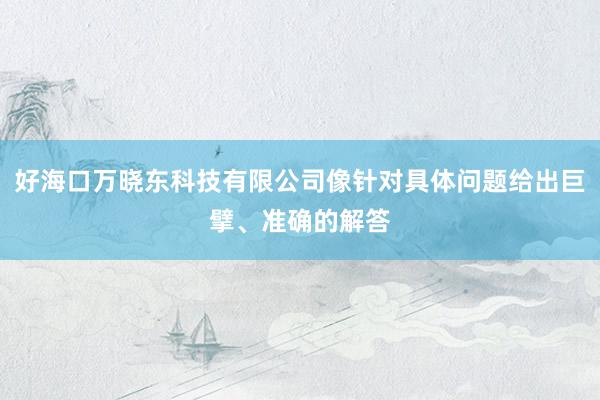 好海口万晓东科技有限公司像针对具体问题给出巨擘、准确的解答