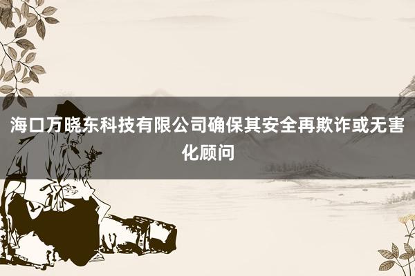 海口万晓东科技有限公司确保其安全再欺诈或无害化顾问