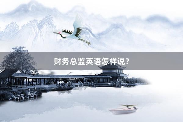 财务总监英语怎样说？
